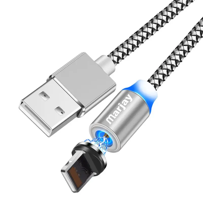 Silver IOS Cable Marjay 360 круглый светодиодный кабель Usb для быстрой зарядки Iphone X, XR, XS, MAX 5, 5S, SE, 6 S, 6 S, 7, 8 Plus, iPad, телефон, длинный шнур, зарядка - Цвет: Silver IOS Cable