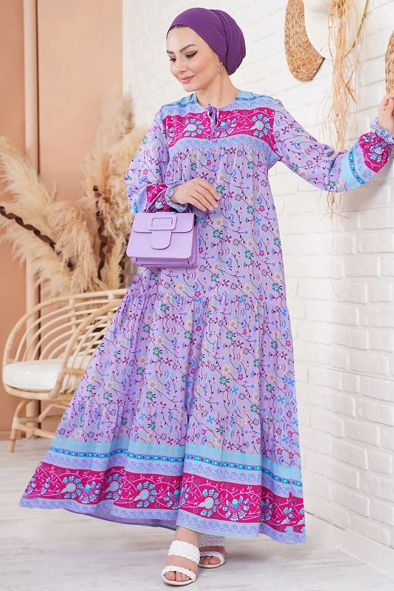 Мусульманское платье с цветочным принтом, 4 сезона