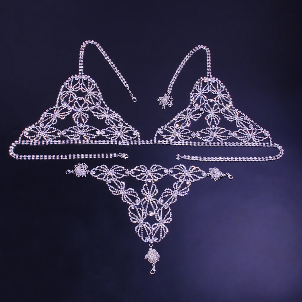 

Shiny Butterfly Diamond Bikini Set Rhinestone Swimwear Crystal Bathing Suit Women Two Piece Metal Chain Bikini Summer Beachwear