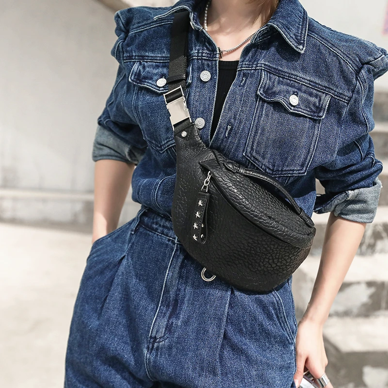Designer New High-end Full-grain Real Cowhide Sling Chest Bag Fashion Girl Luxury Soft Leather Shoulder Crossbody Bag Waist Bag