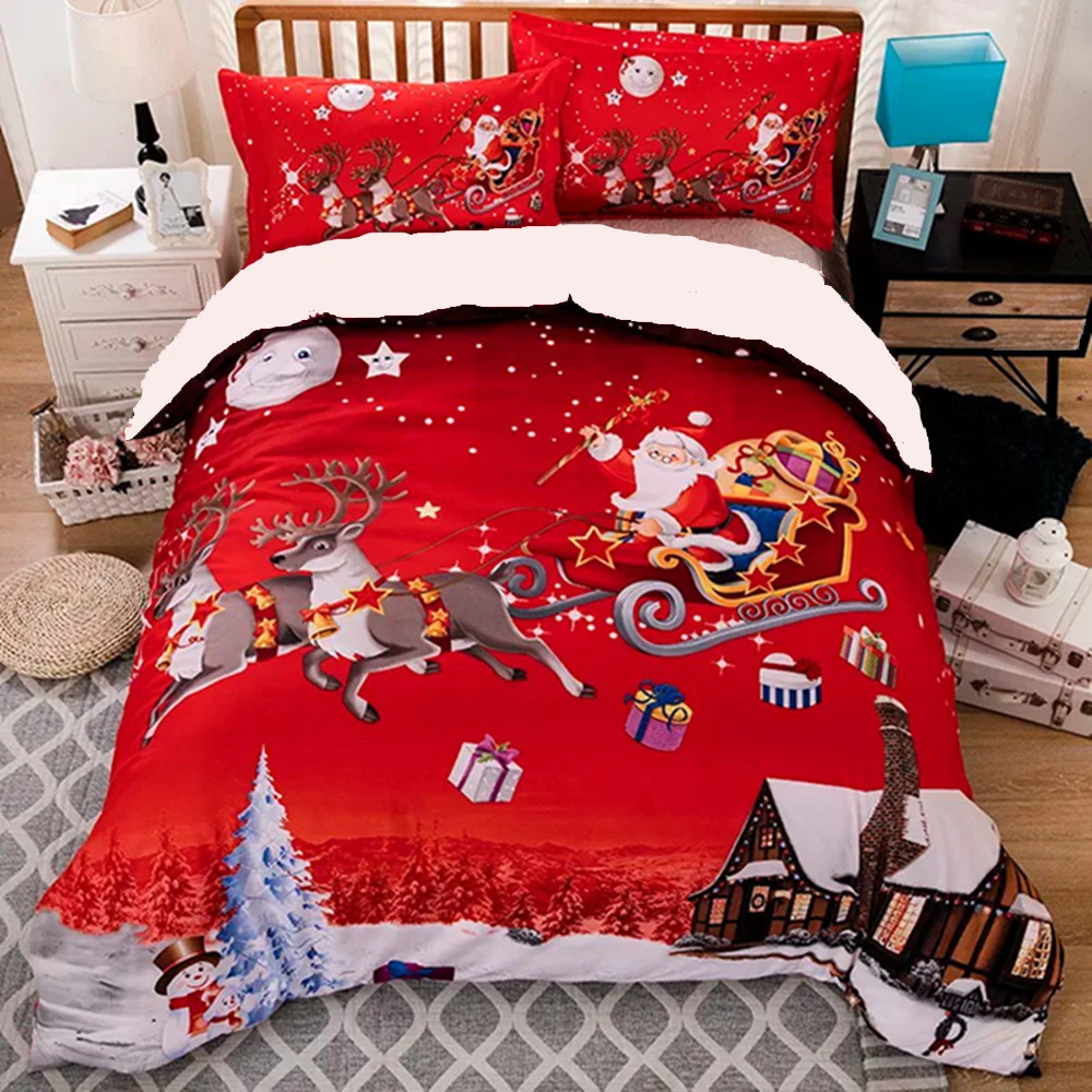 

Bedding Sethigh quality Duvet Cover 3D Merry Christmas Red Santa Claus Gifts USA Size Queen King xx21# Comforter Bed Set Luxury