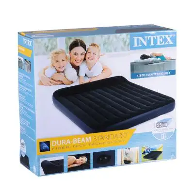 Кровать надувная с подголовником INTEX КИНГ 183x203x25 см | Спорт и развлечения