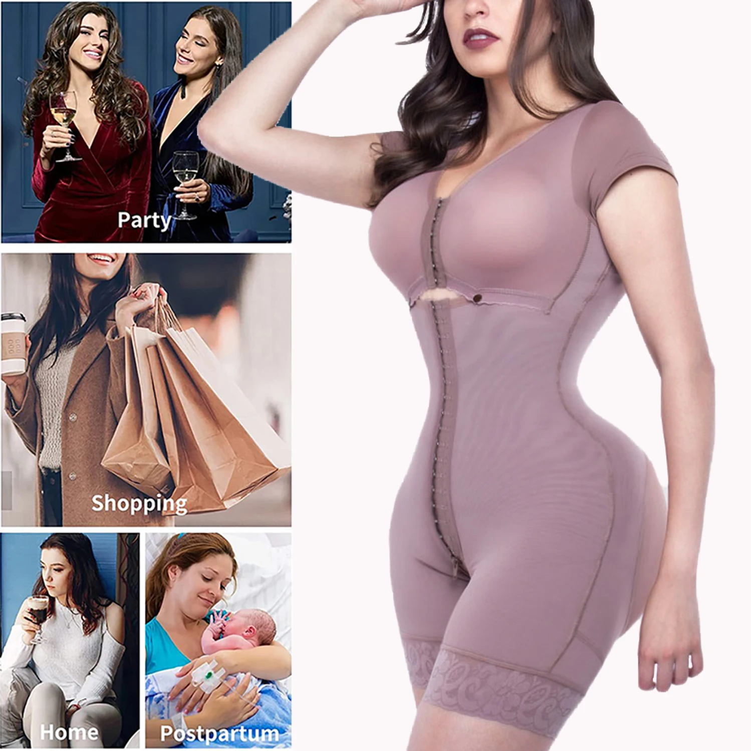 Women Postpartum Recovery BBL Elastic Adjustable High Compression Sexy Corset Shapewear With Bra Shapers Skims Fajas Colombianas