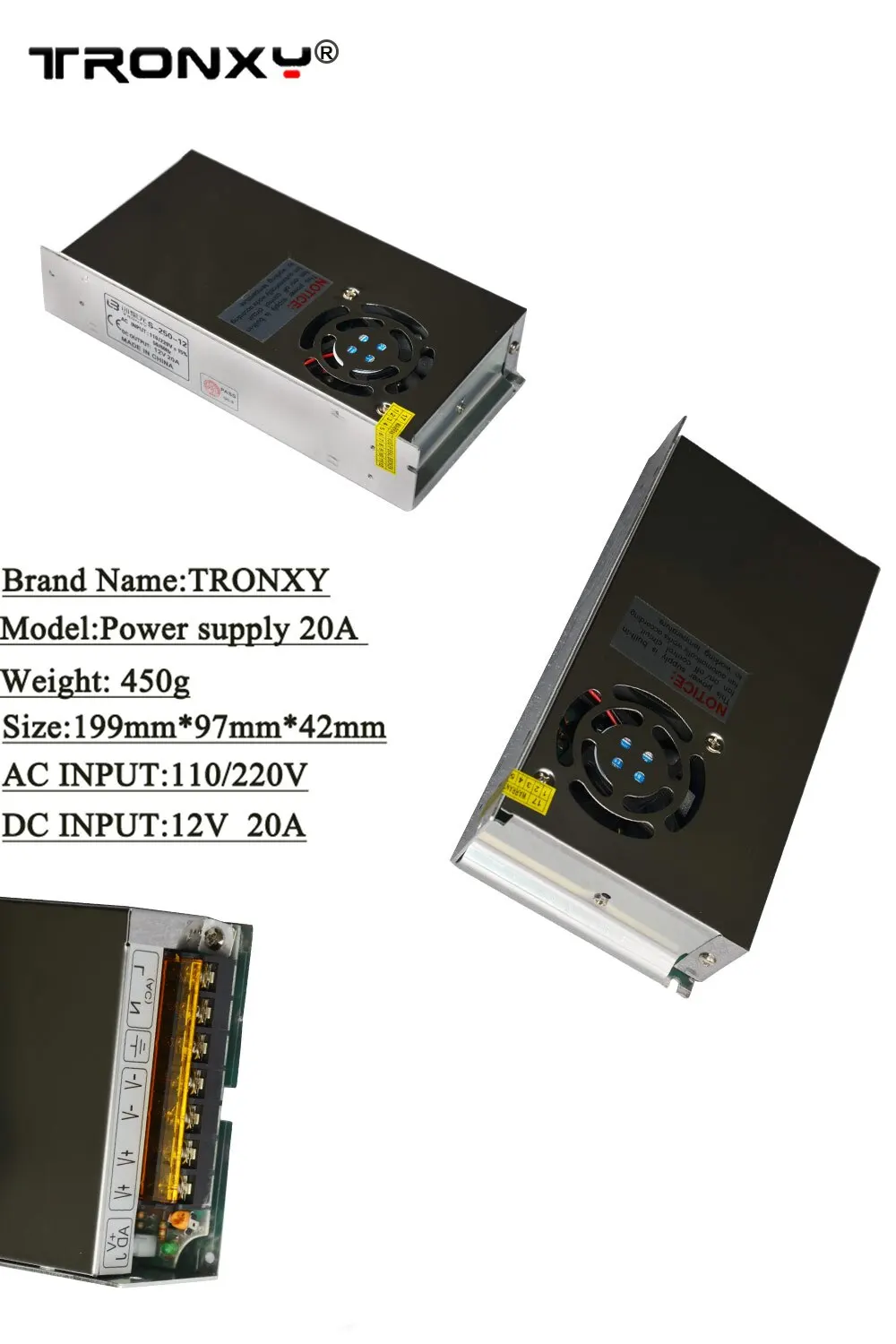 Аксессуары для 3D-принтера Tronxy источник питания 220 В переменного тока 12