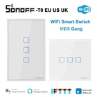 Умный переключатель SONOFF T0, Wi-Fi, переключатель SONOFF, EU, UK, US, 1, 2, 3, переключатель Wi-Fi для умного дома, работает с Alexa, Google Home EWeLink