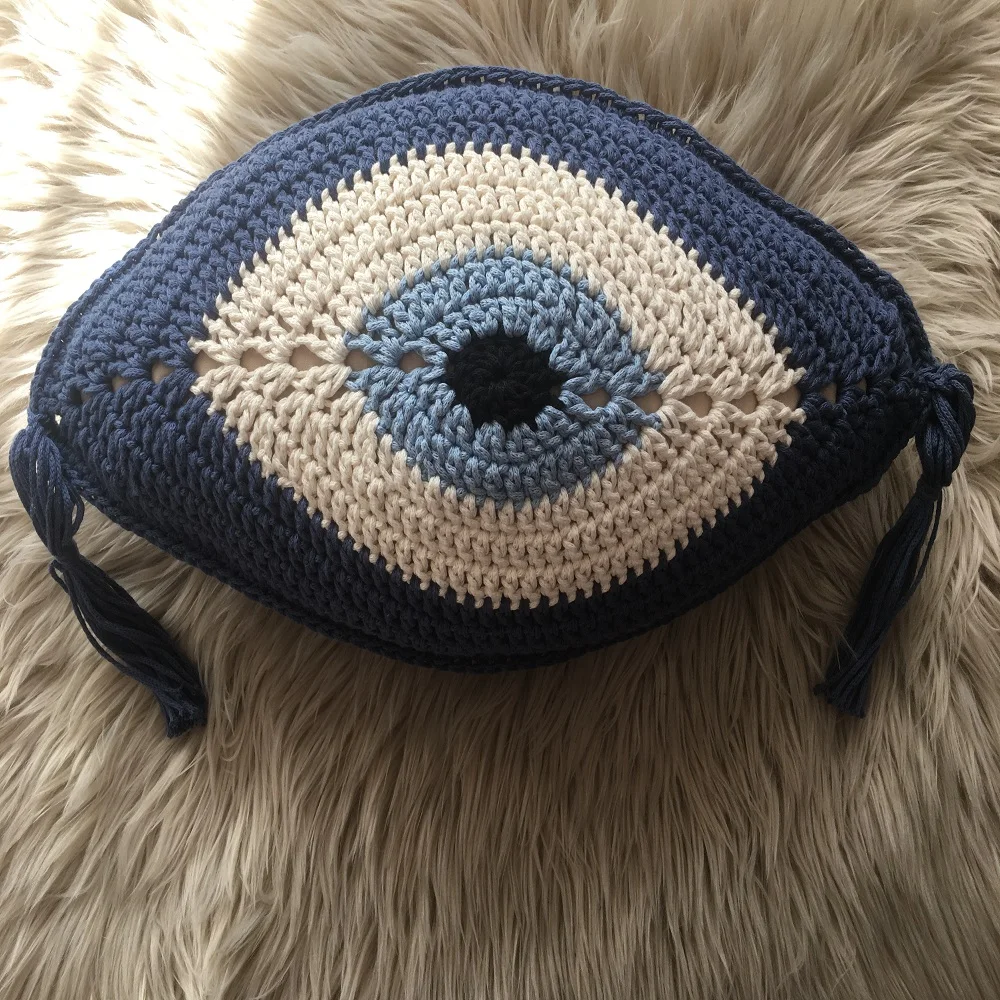 

Evil eye crochet pillow decorative evil eye pillow decoration handmade pillow crochet pillow home decor
