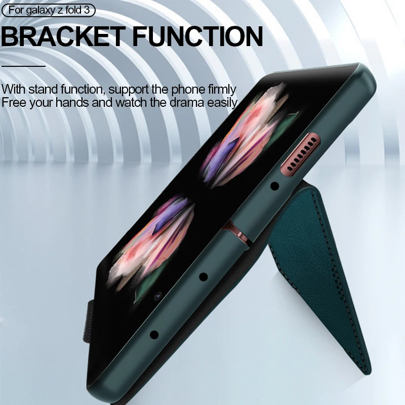 luxury magnetic spliting pu leather case for samsung galaxy z fold 3 5g mobile phone case all inclusive protective back cover free global shipping