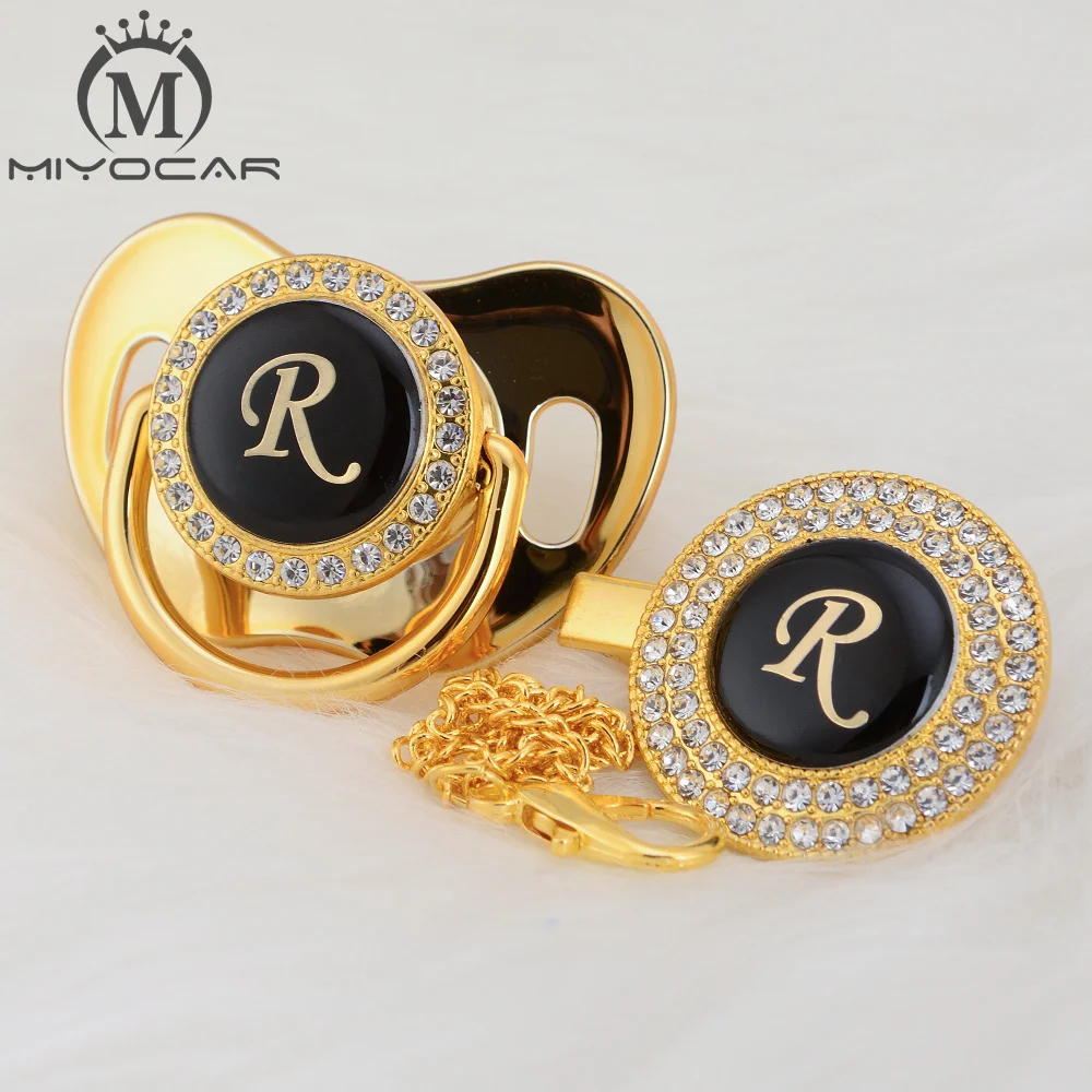 Миокар имя инициала Буква R элегантная Серебряная соска и зажим без бисфенола А