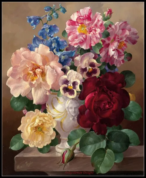 230w x 280h Spring Bouquet Collection- Counted Cross Stitch Kits- DIY Handmade Needlework for Embroidery 14 ct Cross Stitch Sets DMC Color - Color: 230w x 280h