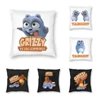Наволочка для подушки Happy Grizzy And The lemings, наволочка для дивана, домашний декор, наволочка для Квадратной Подушки с изображением медведя из мультфильма, 45x45 см