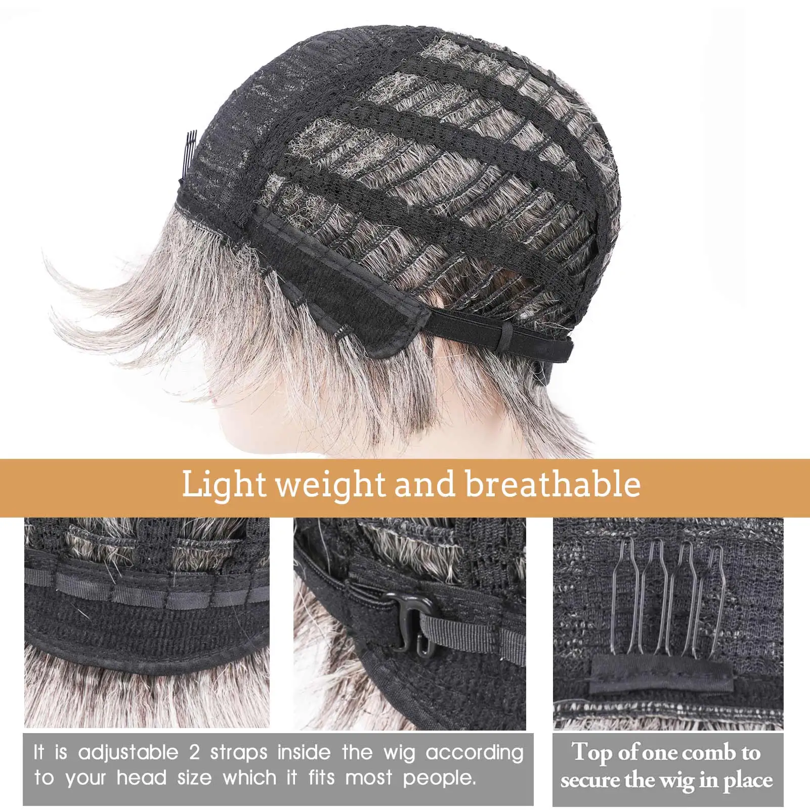 Короткие срезанные волосы Фаллоу смешанные серые искусственные женские