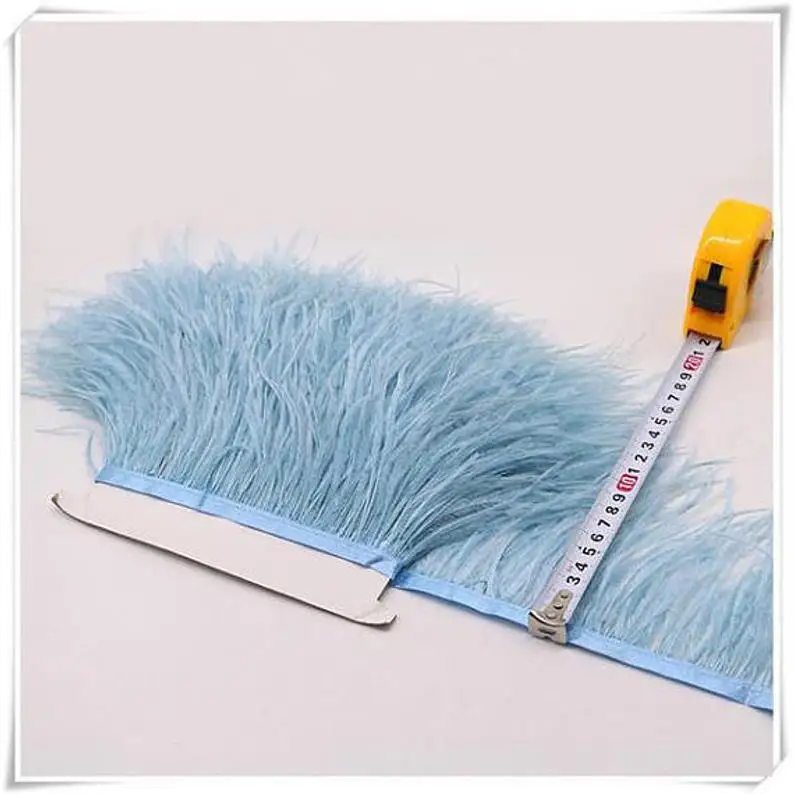 

natural soft ostrich feathers with satintape, high-quality, fringe tape, for decoration, bridal wear, evening gowns