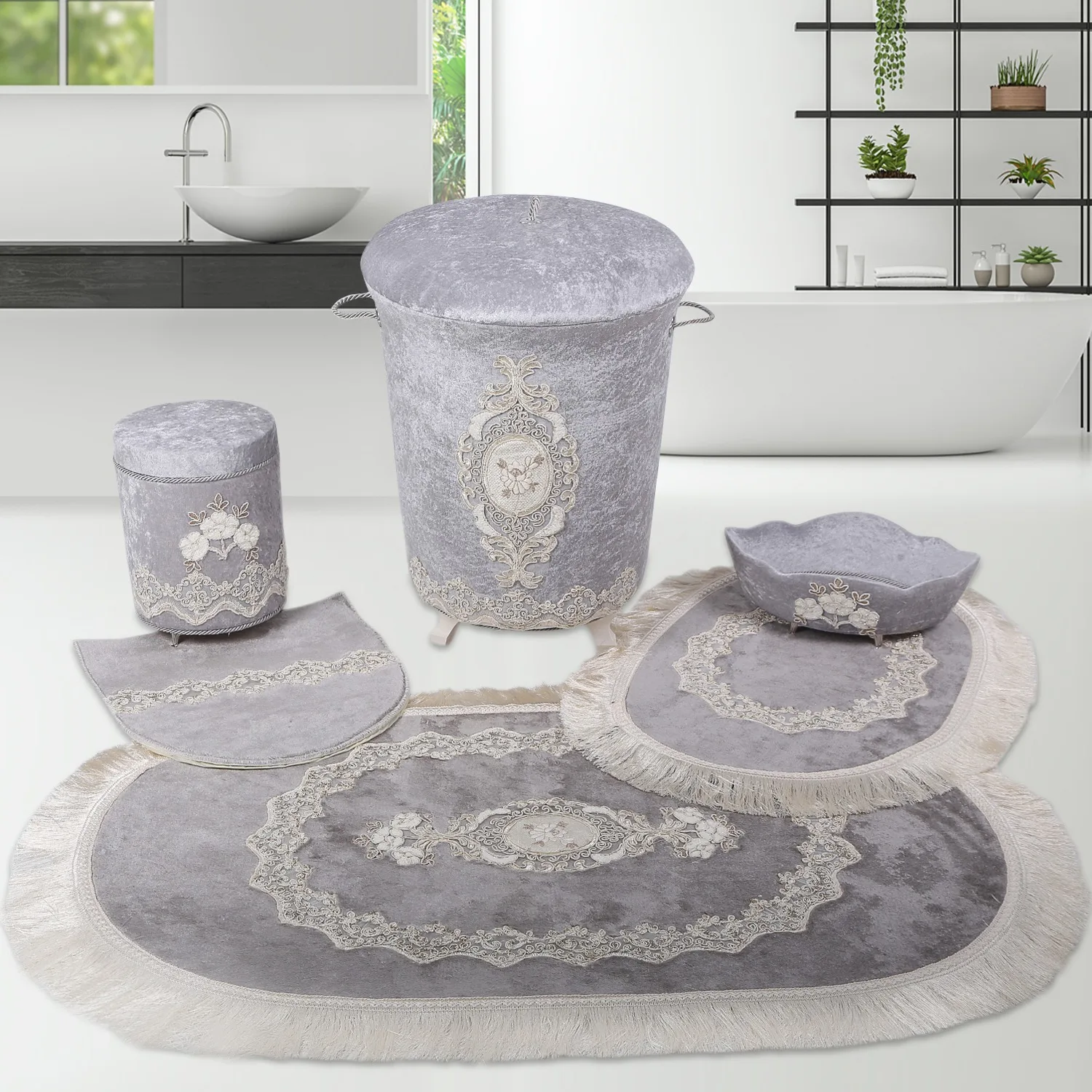 

Bonny Home Набор корзин для белья и ковриков для ванной, 6 шт.