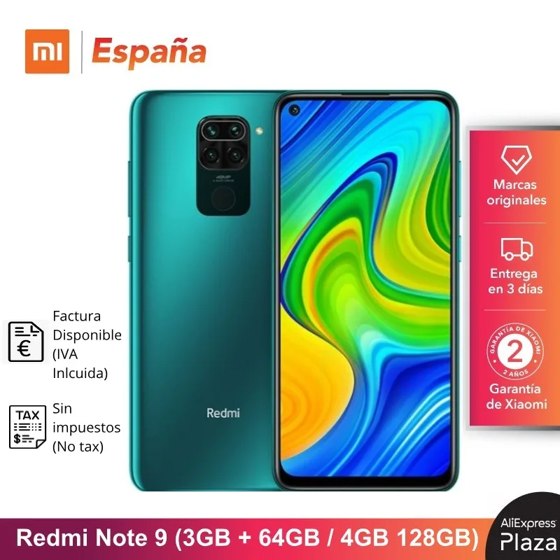 Xiaomi Redmi Note 9 (64 Гб 3 ГБ ОЗУ/128 4 ОЗУ Cuatro cаmaras y 48 МП Android Nuevo Libre) [telefono Movil Versión