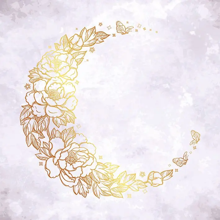 

Curtain Floral Pattern in Gold Crescent Shape Flowers Leaves Butterflies Nature Artwork Yellow White