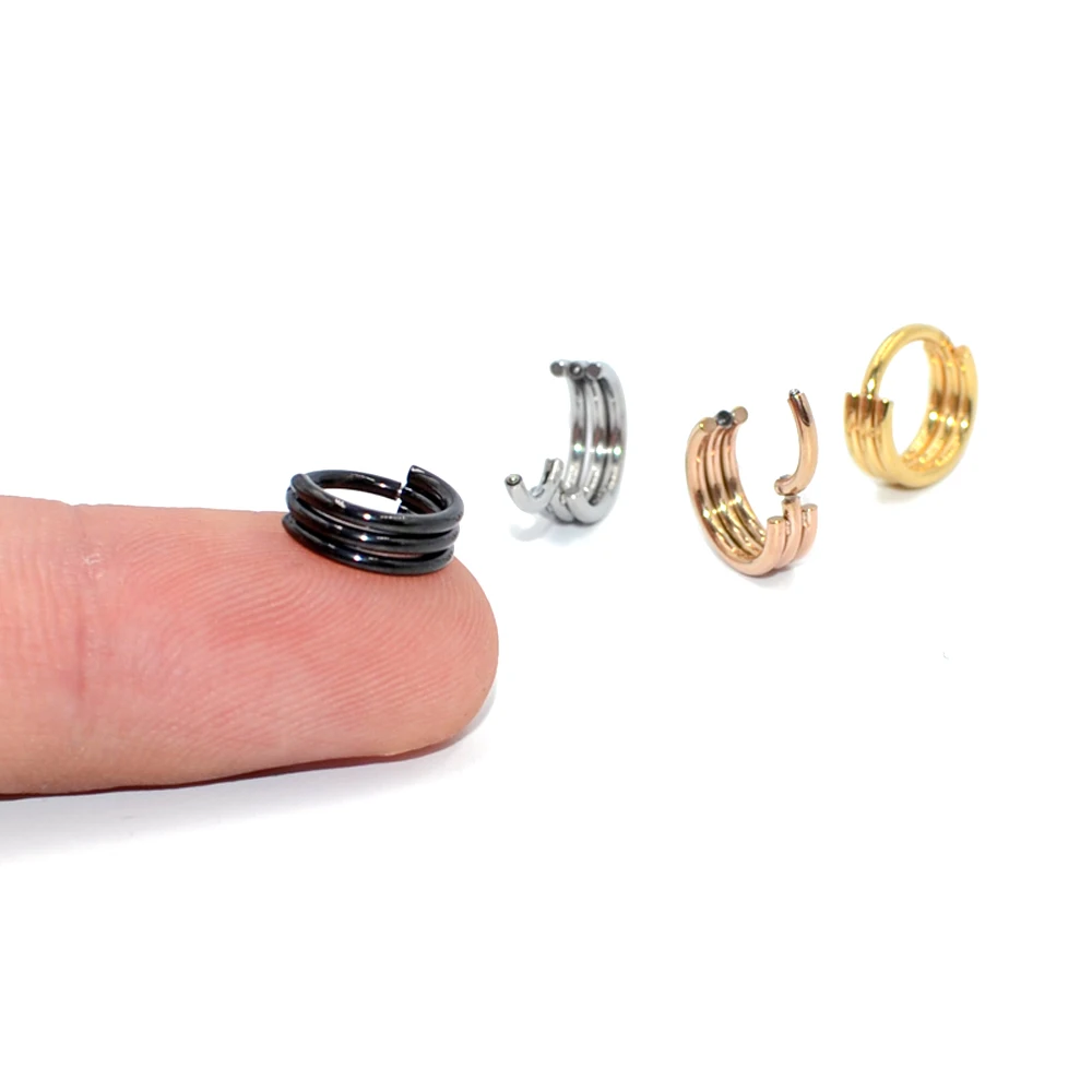 40 шт. стальной сегмент Ohr Knorpel Schmuck трио слой пирсинг для носовой перегородки Кольца для носа кольцо Лабрет ушной хрящ Daith серьги-улитки