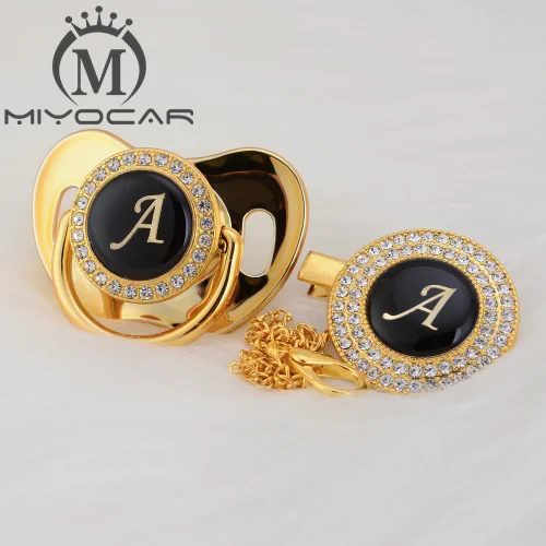 MIYOCAR красочные инициалы письмо красивый bling соска и соска клип BPA бесплатно пустышка bling уникальный дизайн LA - Цвет: LA-8  0-6m
