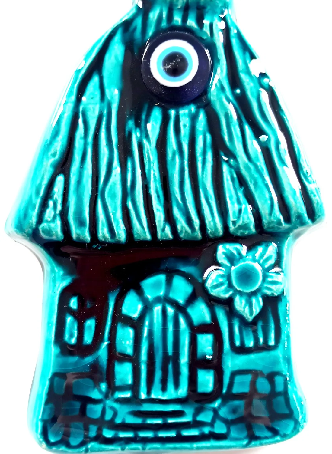 

Turquoise Color Ceramic Mini Dream House with Evil Eye Bead