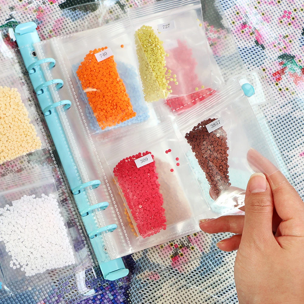 

Diamond Painting Mosaic Bead Storage Book Bag Tool Binder Album With Pocket Digital DMC447 Number Stickers Self-sealing Bag Set