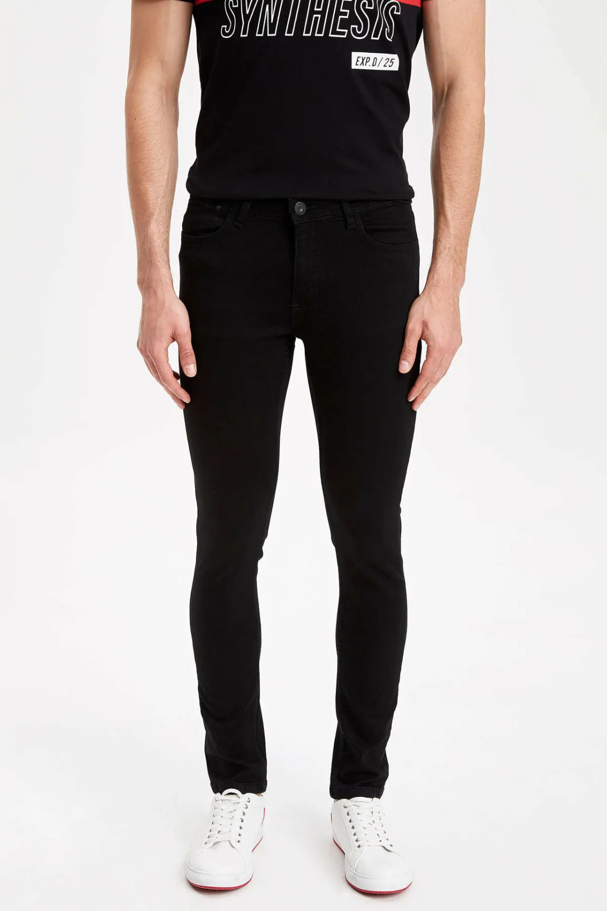 DeFacto мужские летние черные повседневные брюки обтягивающие длинные со средней