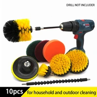 10pcs drill brush power cleaning scrubber nylons brush attachment kit with extender for bathroom tub shower tile and car