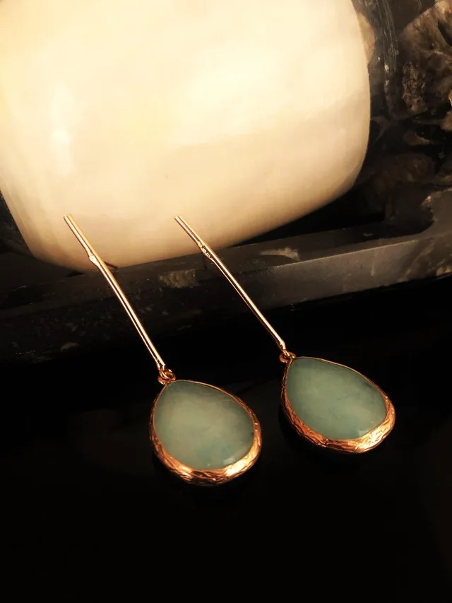

Dr Stone Natural Stone Women Aventurine Stone Rose Gold Plated Earrings KR 373144993