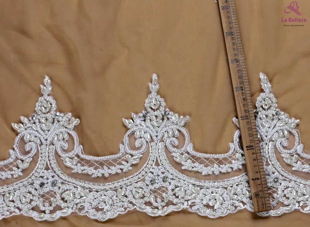 La Belleza, Ширина 23 см, Черное кружево, слоновая кость, ручная работа, кружевная отделка бисером, платье, кружево, вуаль невесты, кружево 1 ярд