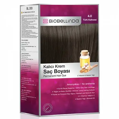 

BioBellinda 100% Экологичная и веганская 100 без аммиака Органическая Постоянная Краска для волос крем 4,0 турецкий кофе 50 мл