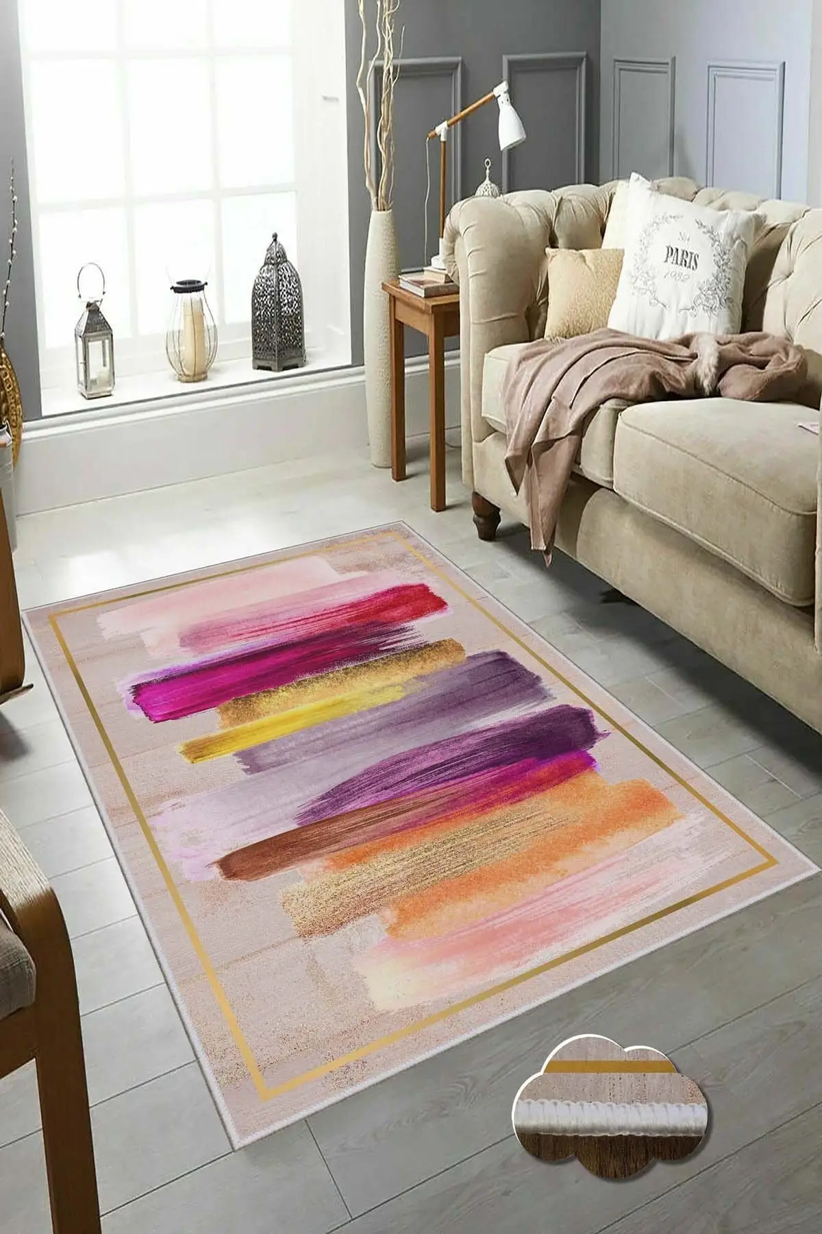 

Decorative Washable Nonskid Slim Modern Slip-Resistant Outsole Symbols 3D Digital Printed Rainbow Colors Colorful Rug Runner