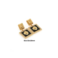 fashion trend domineering lion head earrings enamel square earrings jewelry boys and girls birthday gifts to wear