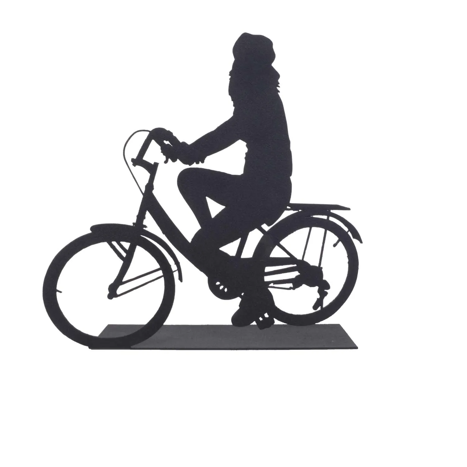 

Decorative Metal Women 'S Bicycle Driver Metal Statue Metal Decor Sculpture, Decorative Desktop Statue (Black)