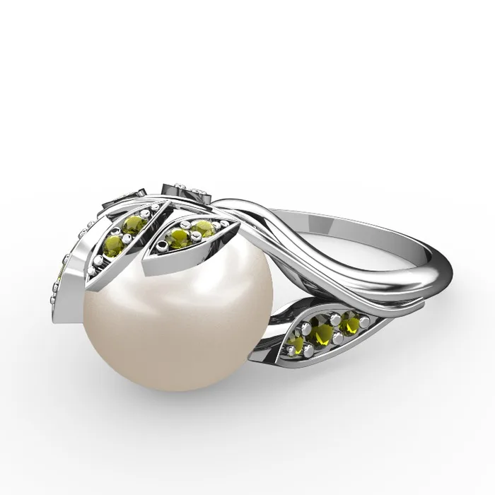 

Galadriels Touch Pearl ring 925K Silver with gold plated and rose gold plated options with 16 stone options