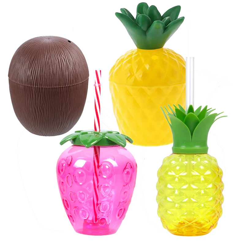 

Strawberry Pineapple Party Straw Cup Plastic Bottle Valentine's Day Cup Summer Beach Party Aloha Birthday Party Hawaii Party