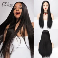 talang synthetic lace front wigs for black women natural color long yaki straight middle part lace wig heat resistant fiber