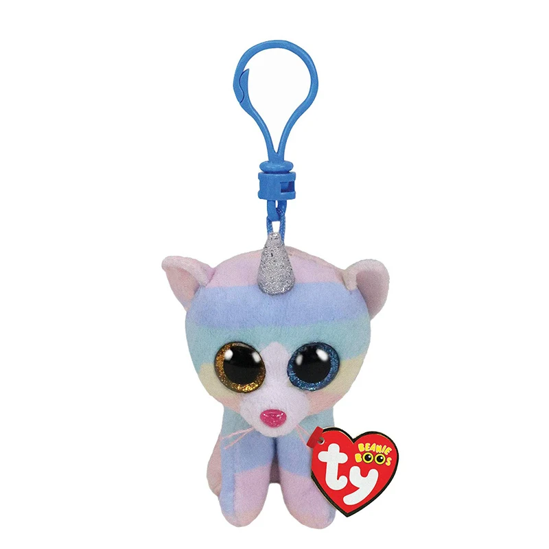 Heather Cat Clip Ty Beanie Big Eyes плюшевая кукла для ключей, игрушка " 10 см - Цвет: Heather Cat Clip