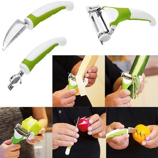 Set triple sliser and 2 knife vegetable cutter (White Green) |