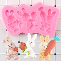 rabbit carrot silicone mold diy easter cake decorating tools cupcake topper fondant mold candy polymer clay chocolate molds