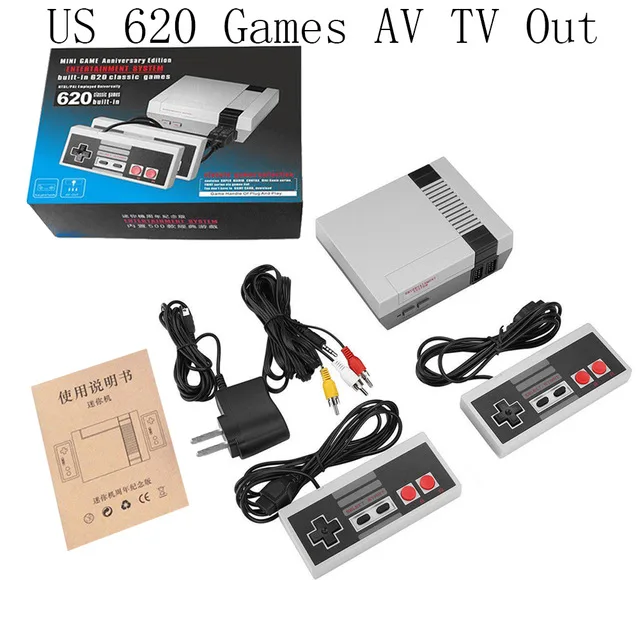 US 620 Games AV Out Мини ТВ портативная игровая консоль 8 бит Ретро игровая консоль встроенный 500/620 классические игры AV выход игровой плеер игрушки подарки - Цвет: US 620 Games AV Out