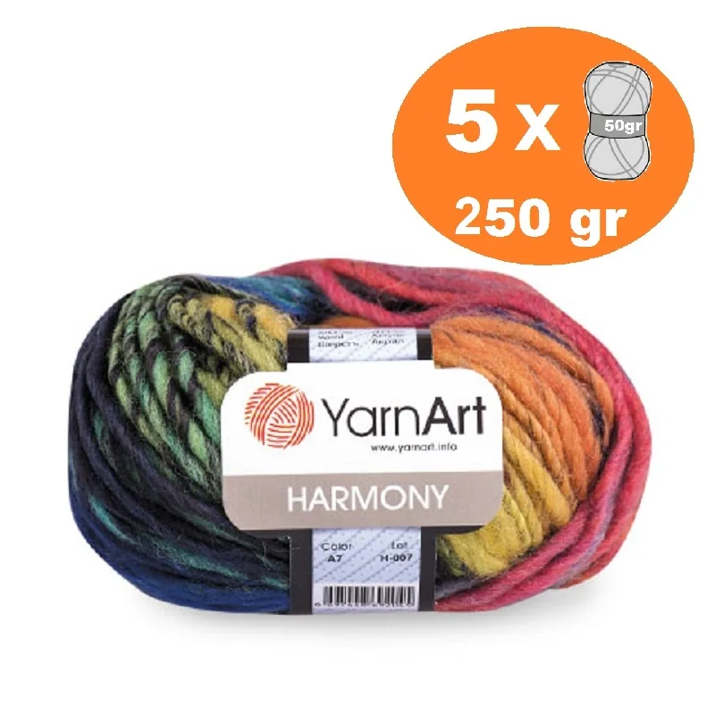 Пряжа Yarnart Harmony 5x50gr-80mt % 60 шерсть вязание крючком облегающая шапочка шарф-хомут