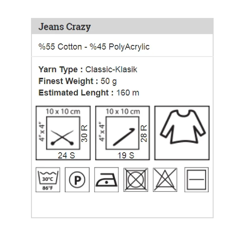 Yarnart джинсы Crazy пряжа 5x50gr 160mt ручное вязание крючком нить % хлопок 55 45 PolyAcr сочетает