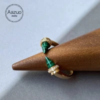 aazuo ins 18k pure yellow gold natural malachite geometry original bullet open rings gifted for women birthday engagement party