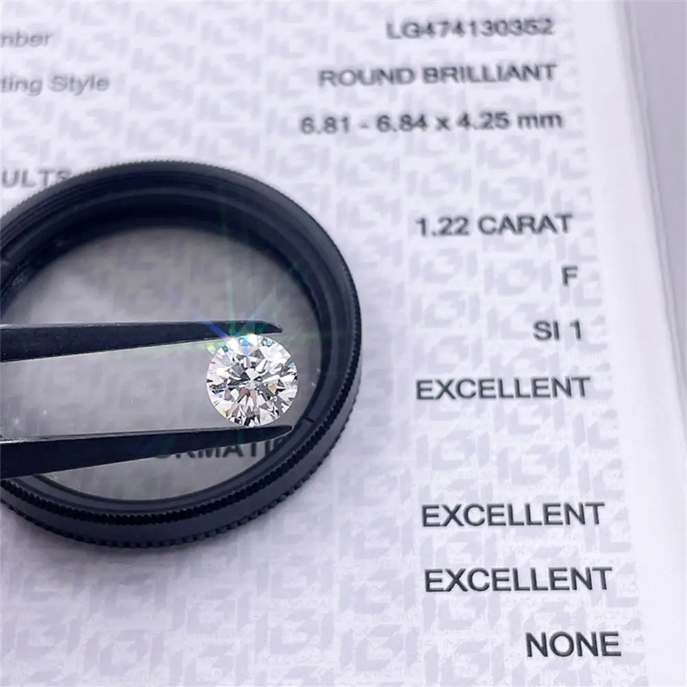 

Tianyu Gems Lab Grown Diamond 1.22ct F SI1 3EX Round Cut CVD 6.81x6.84x4.25mm Loose Created Synthetic Fire Stone Wedding Gift