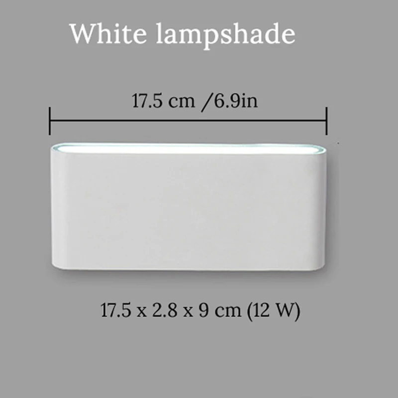 white 12W Big size Светодиодный настенный светильник водонепроницаемый наружный настенный светильник IP65 Алюминиевый 6 Вт/12 Вт светодиодный настенный светильник для помещений декорированный настенный светильник - Цвет абажура: white 12W Big size