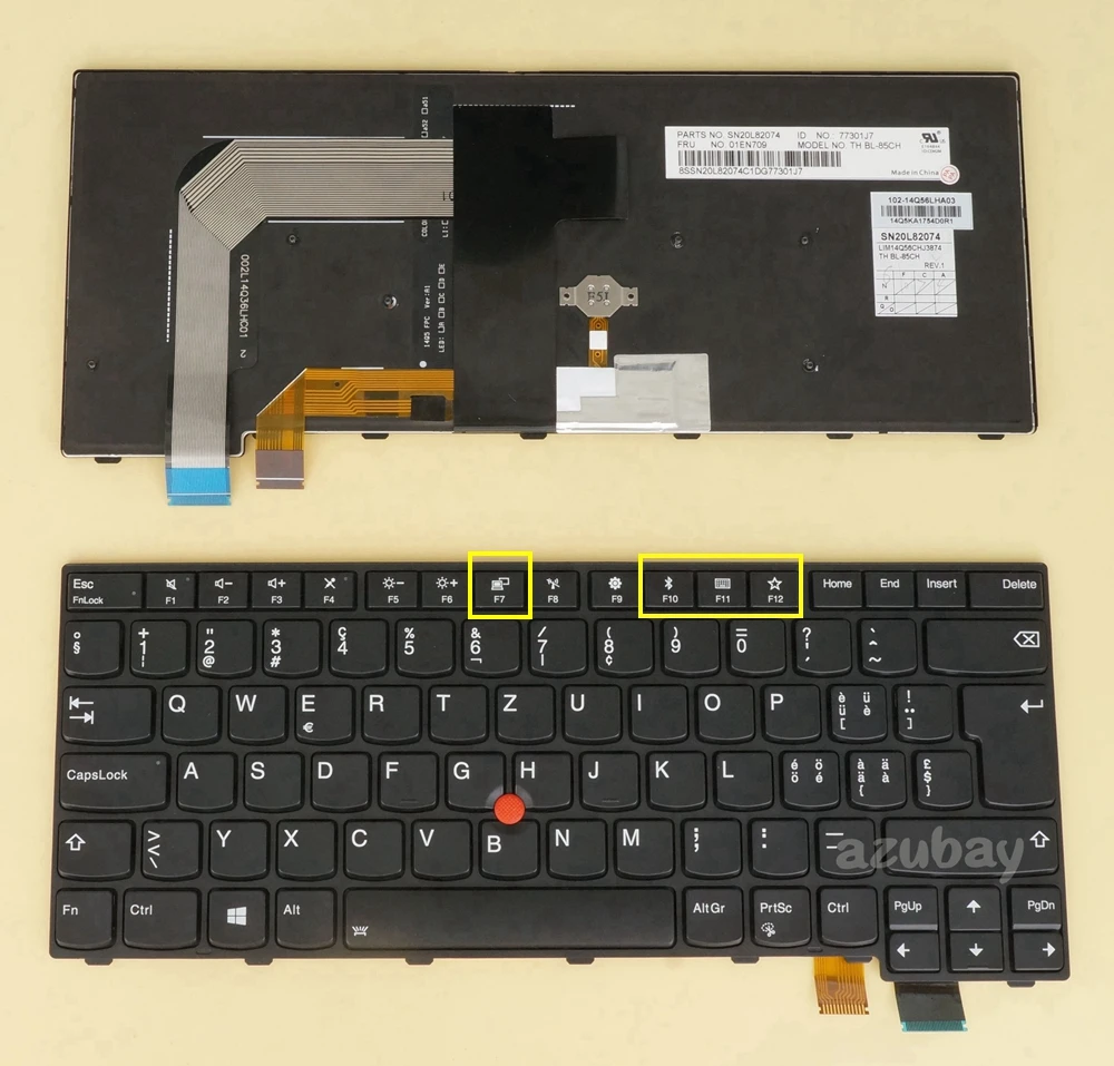 Швейцарская немецкая клавиатура CH для Lenovo Thinkpad T470S T460S 13 Gen 1 2 01EN750 01EN709 с подсветкой