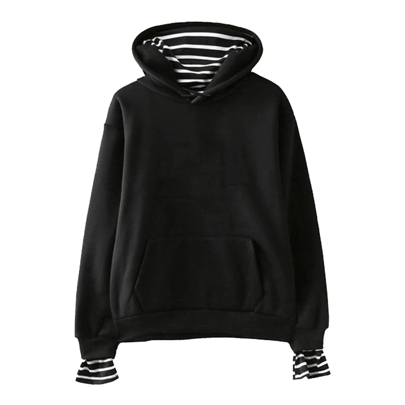 

Winter Korean Fashion Cotton Women's Letter Print Striped Hoodies Sweatshirts 2021 Spring Long Sleeve Hooded Tracksuit Pullover