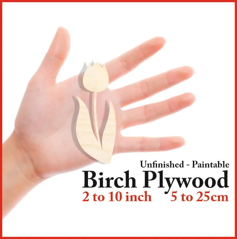 

Tulip Silhouette Laser Cut Out Wood Shape Craft Supply Unfinished Paintable
