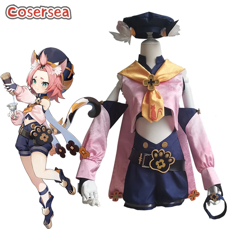 

Cosersea игра Genshin Impact Diona Косплей Костюм женский сексуальный костюм Хэллоуин полный комплект
