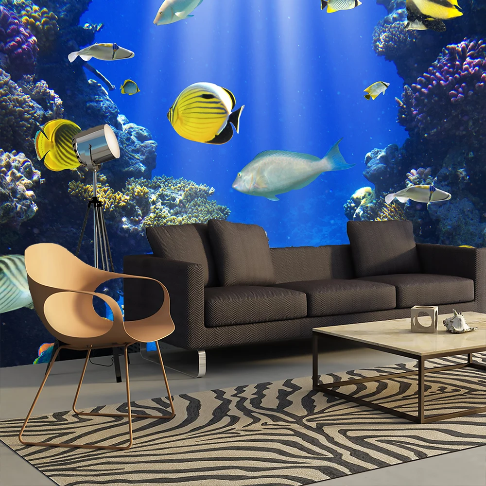 Фотообои детские на стену водный мир рыбы обои заказ для зала кухни спальни