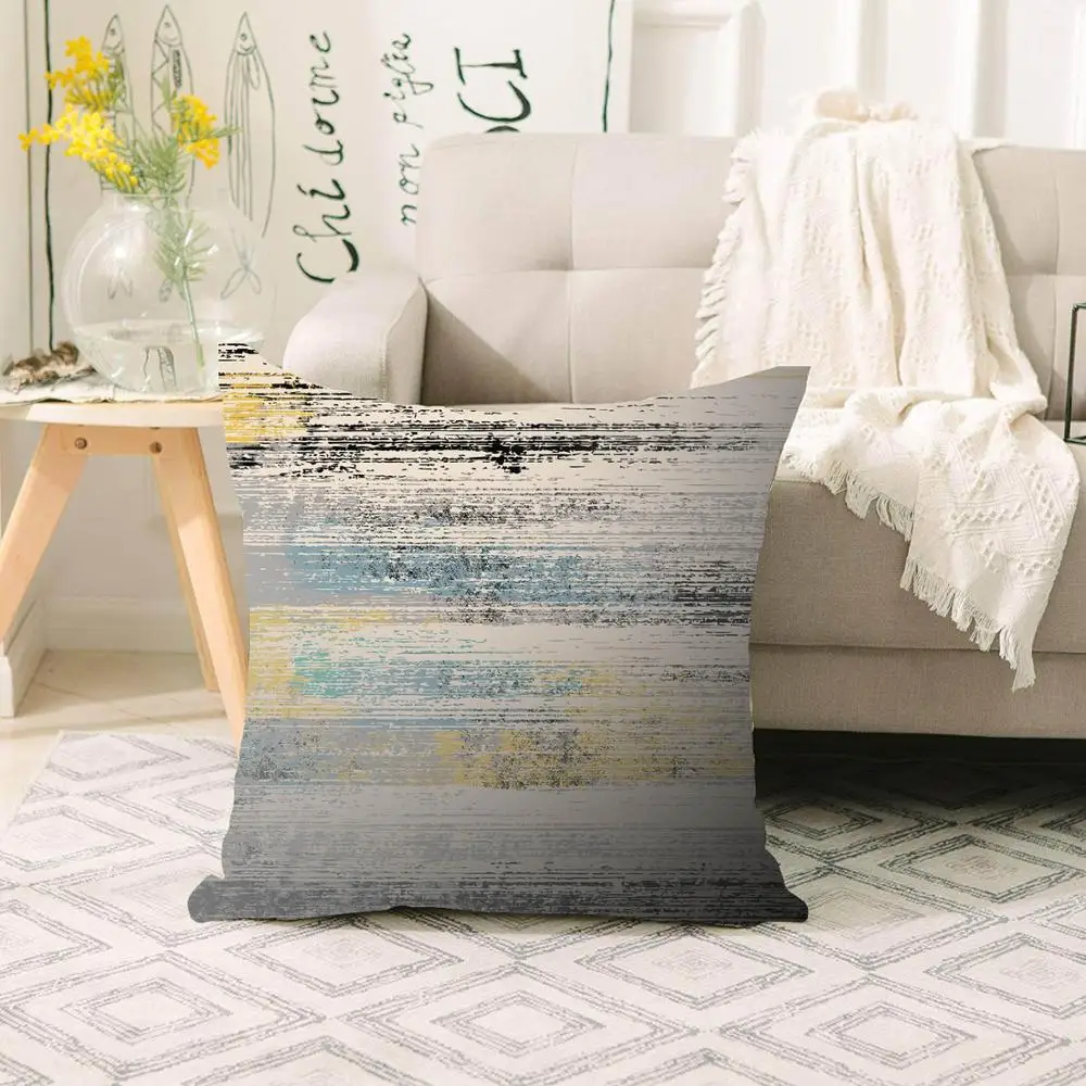 

Else Yellow BLue Black Aging Vintage Scandinavian 3d Print Sofa large pillow case Floor cushion covers Hidden Zipper 70x70cm