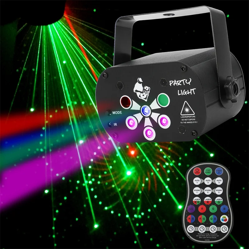 

6 Lens Laser Light RG Laser+RGB+UV LED Party Stage Lighting Effect Lighting Auto Sound Control DJ Club Party Light For Christmas
